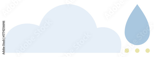 Minimalistic cloud and raindrop design paired with dotted accents. Ideal for weather, nature, forecast, water cycle, environment, simplicity, and climate concepts. Clean flat metaphor