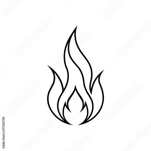 Outline drawing of flame on transparent background