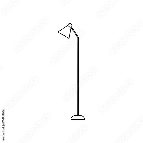 Simple floor lamp outline on transparent background