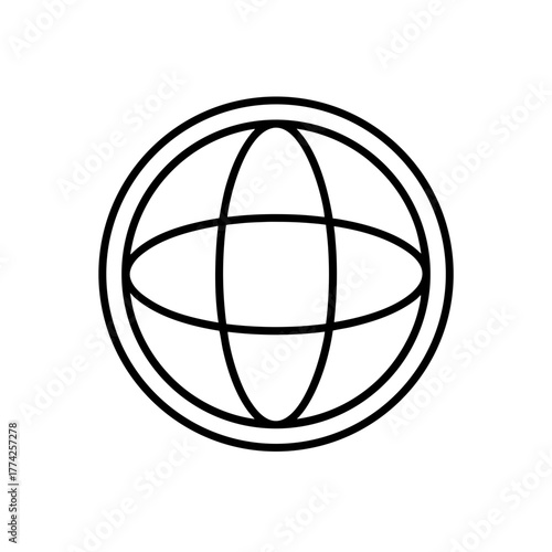 Globe with circle outline on transparent background