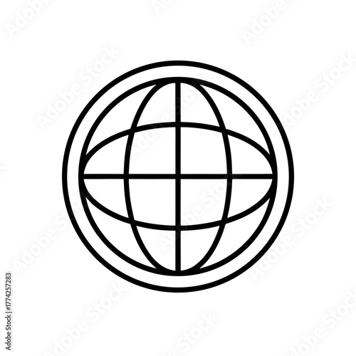 Outline globe with circle on transparent background