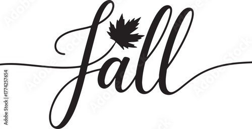 Fall calligraphy with maple leaf