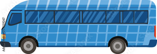 A simple cartoon illustration of a blue school bus on white background