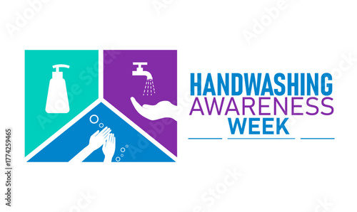 National Handwashing Awareness Week Poster Banner and Background Abstract Design Template Featuring Hands with Soap and Water Illustration for Hygiene Health Education and Infection Prevention 