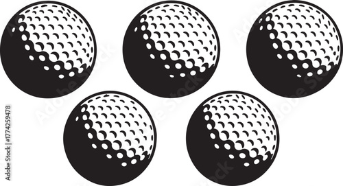Golf Ball Icon – Close-Up, Three-Dimensional, Isolated on Transparent Background, Vector Illustration