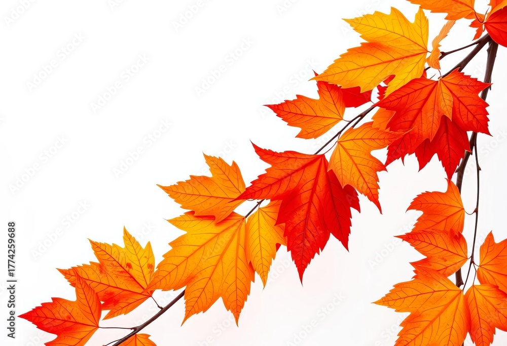 Fototapeta premium Crisp, vibrant autumn leaves against a pure white background, october, image
