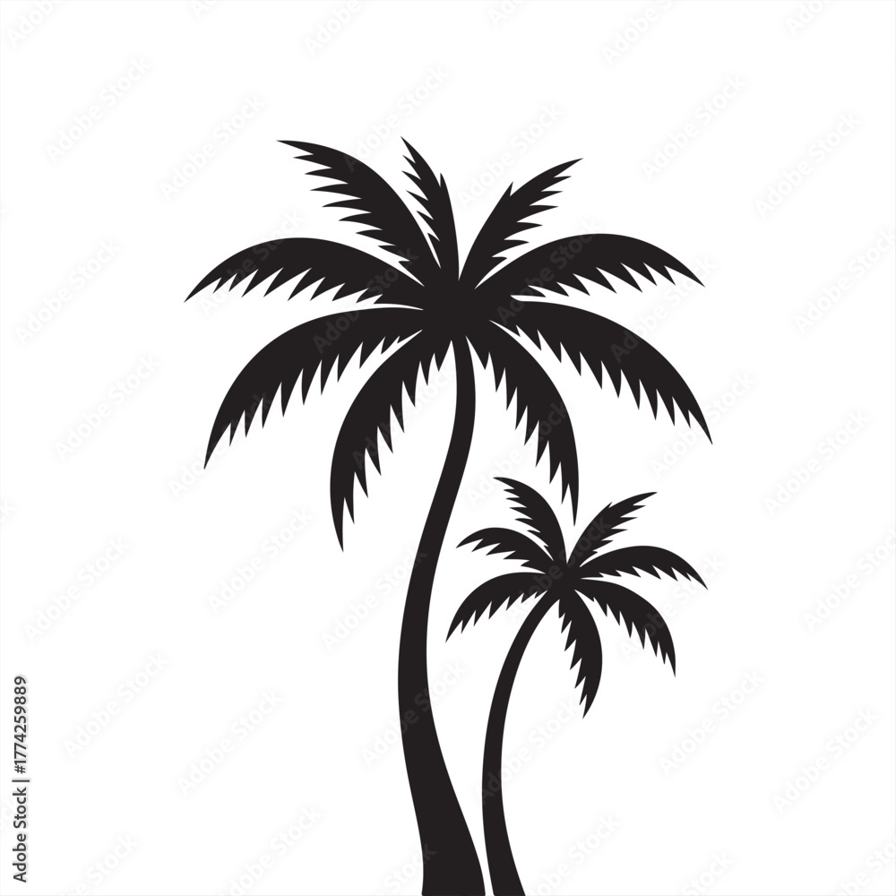 Obraz premium Silhouette of two palm trees for summer theme