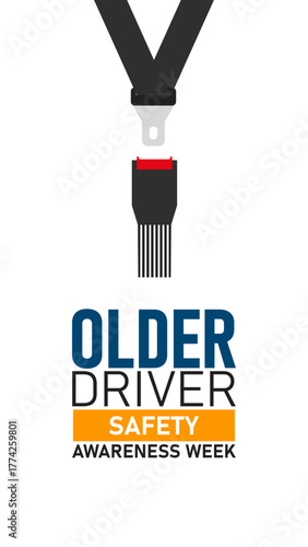 Older Driver Safety Awareness Week Poster Banner and Background Abstract Design Template with Elderly Driver and Car Illustration for Road Safety Education for mobile responsive

