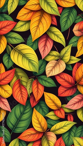Wallpaper Mural Seamless leaf pattern, repeating organic design for natural textiles and wallpapers,  surface,  background Torontodigital.ca