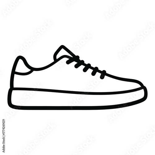 Simple Line Art Icon of a Casual Sneaker Shoe with Laces