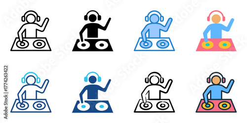 DJ icon set multiple style collection 

