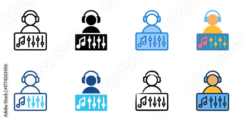 Sound engineer icon set multiple style collection 

