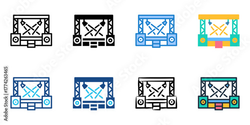 Stage icon set multiple style collection 
