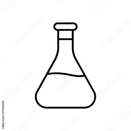 Erlenmeyer flask outline on transparent background