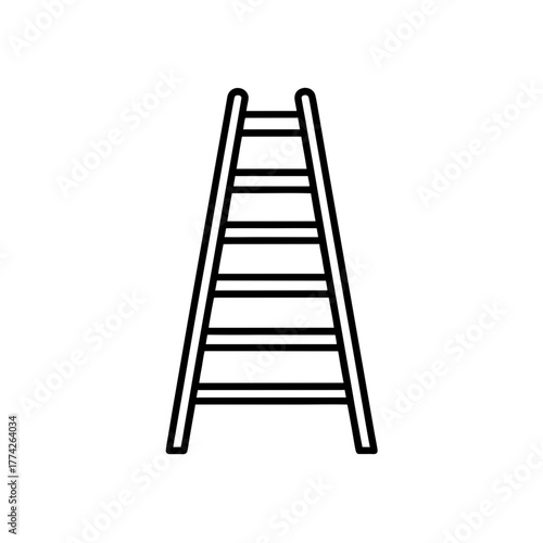Ladder with several steps on transparent background