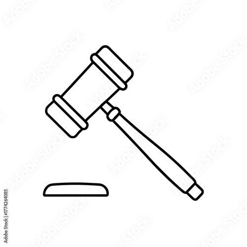 Gavel outline illustration on transparent background