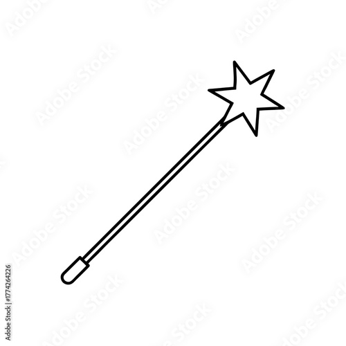 Outline of a magic wand on transparent background