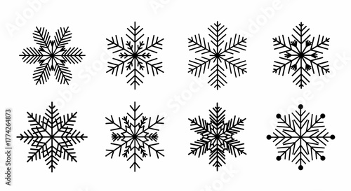 Elegant Snowflake Vector Set Intricate Designs for Winter Graphics
