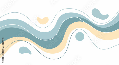 Abstract vector background with blue and yellow wavy lines and organic shapes for stylish designs