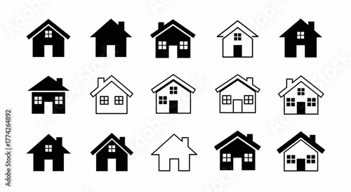 Collection of House Silhouette Vector Designs Assorted Home Icons for Architecture and Real Estate