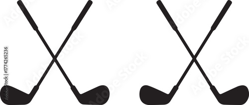 Two Golf Clubs Icon – Iron and Wedge, Flat Vector Design for Sports Apps and Websites, Isolated on Transparent Background, Vector Illustration