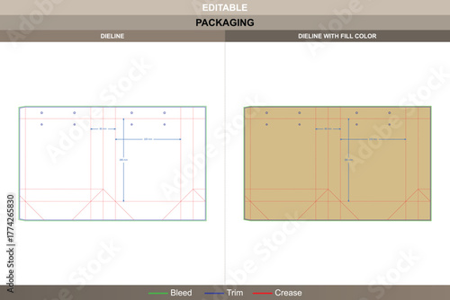 Paper shopping bag dieline structured by vector accuracy improving printing quality and packaging strength refined die line alignment defines clean folding and bag balance