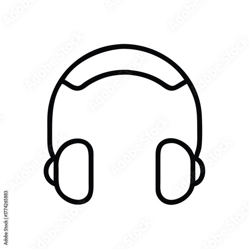 Black outline vector headphones icon representing audio music and communication isolated on white background