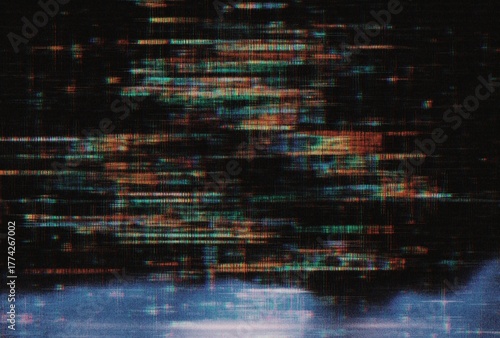 Photos Abstract noisy warm color film photo glitch overlay effect, HD TV vhs glitch scr