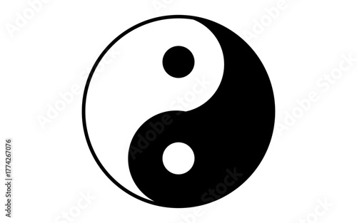Yin yang symbol representing balance and harmony on white background