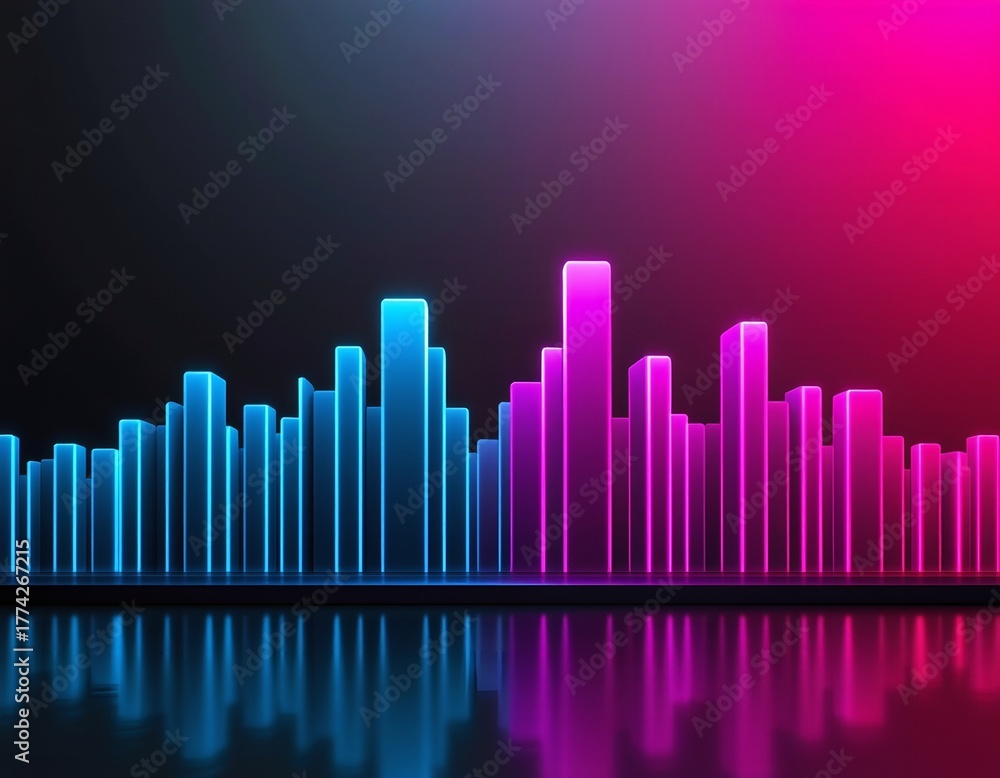 Fototapeta premium Vibrant Abstract Cityscape with Glowing Vertical Lines