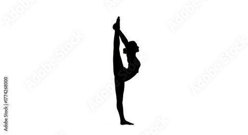 Silhouette of a person standing in urdhva prasarita eka padasana pose balance and concentration for yoga practice