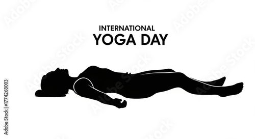Silhouette of a person lying down in savasana pose for international yoga day relaxation and mindfulness for wellness and health