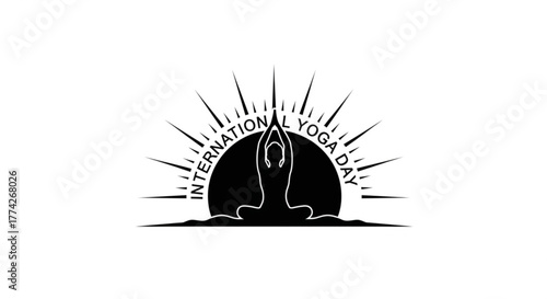 Silhouette of a person meditating in lotus position for international yoga day harmony and inner peace through yoga