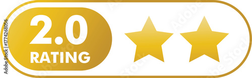 Two star rating icon with number 2 0