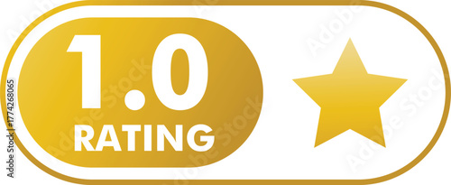 One star rating badge with golden star and text