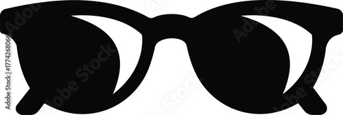 Black silhouette of classic sunglasses on white background