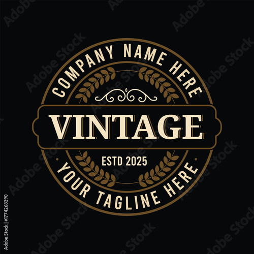 Vintage Laurel Badge Vector Logo