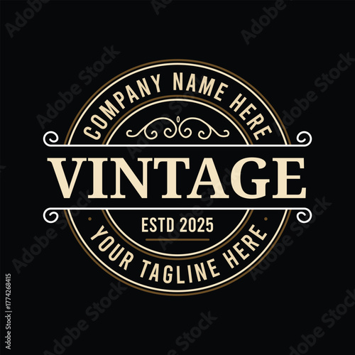 Vintage Laurel Circle Vector Logo