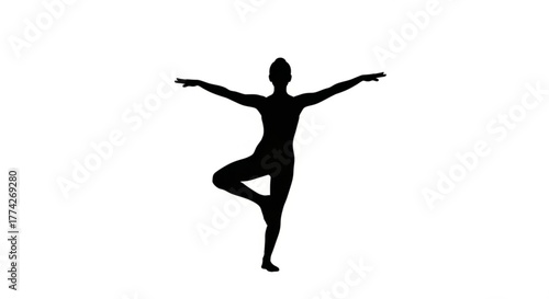 Silhouette of a woman in tree pose this yoga asana promotes balance, stability, and focus, making it a popular choice for fitness and wellness