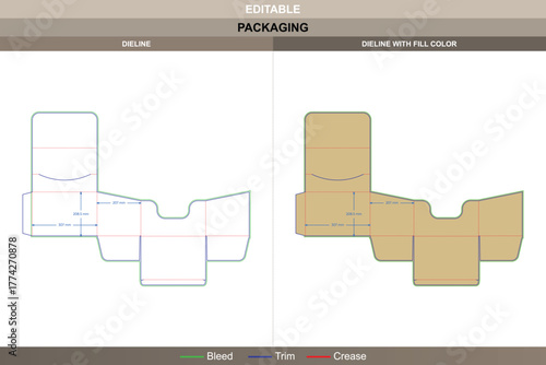 Display box packaging dieline built with refined vector detailing boosting printing precision and stable packaging structure bevel shaped die line edges form neat bottom support