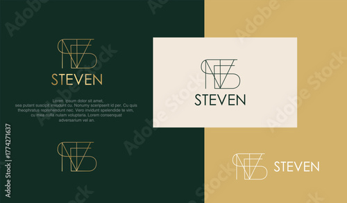 Luxury monogram minimalist name logo design, minimalist letter logo