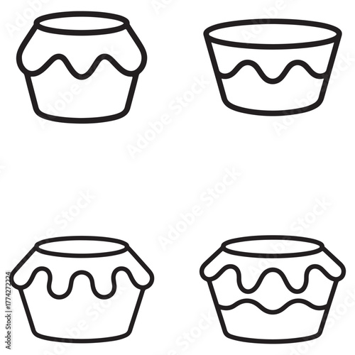 Dessert pudding cup outline silhouette graphic design