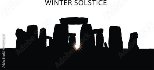 Stonehenge silhouette for winter solstice celebration