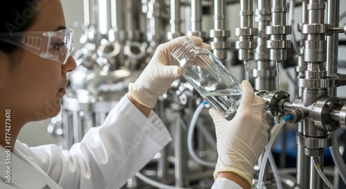 Sterile Water Sampling at Outlet Laboratory Water Quality Testing Industrial Facility Scientific Research