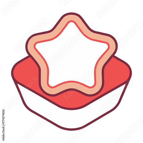 Stylized red and pink star emblem with layered design on transparent background