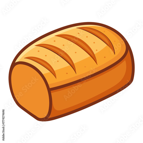 Stylized cartoon loaf of bread with golden brown crust and scoring marks