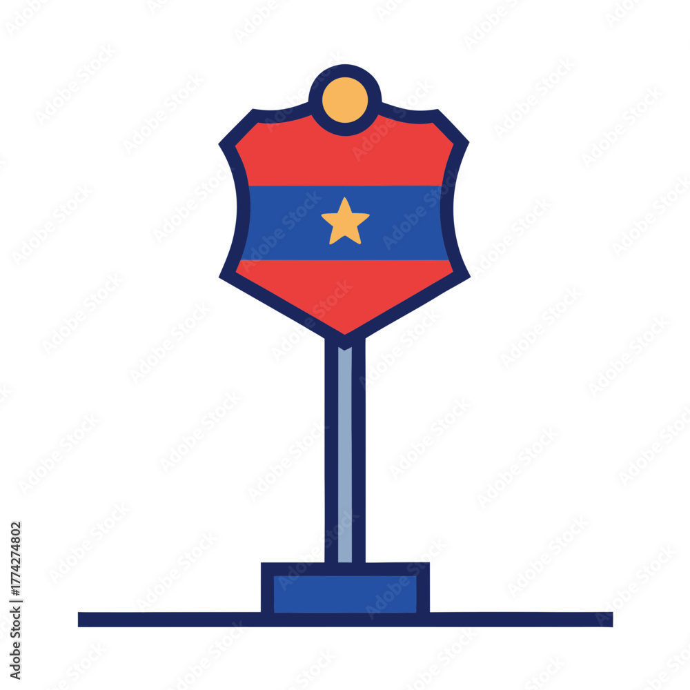 Naklejka premium Stylized police badge icon with a star and a yellow circle on a transparent background