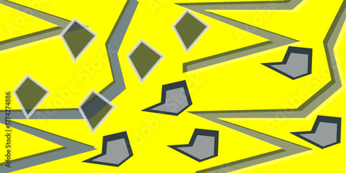 Broken glass shatter and piece. Abstract background yellow splinters. Realistic vector illustration of explode mirror or window on shard fragments. Flying transparent sharp crystal or ice debris