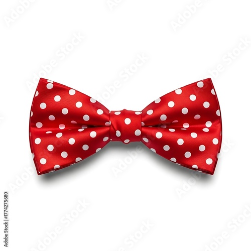 red polka dots bow tie isolated on white