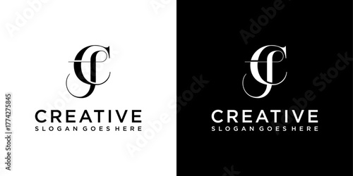 CJ or JC initial letter logo design vector